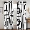 Cheap 240*270CM Abstract Art Modern Simple Black Face Thin Windows Curtains for Living Room Bedroom Decor 2 Pieces Free Shipping