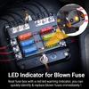 12V Sicherungsblock, Wasserdichte Boots-Sicherungstafel mit LED-Warnanzeige, Spritzwassergeschützte Abdeckung - 6 Stromkreise mit Minuspol-Sicherungskasten