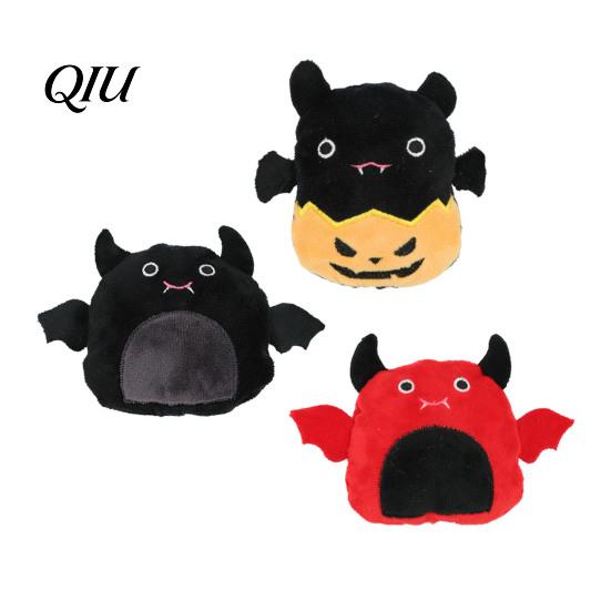 Chew Resistant Cat Toy Halloween Catnip Plush for Cats, Bat Devil Cartoon Kicker with Interactive Toys Crinkle, Durable Chewing Play Kittens,