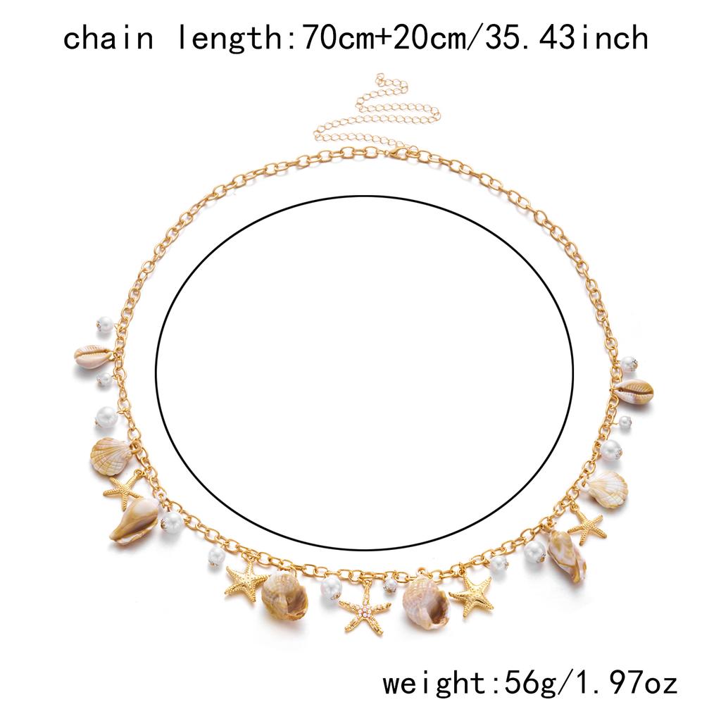 Summer Beach Waist Chain Ocean Inspired Motifs Waist Chain for women Coastal Style Dangle Belly Belt for Vacation Outfits