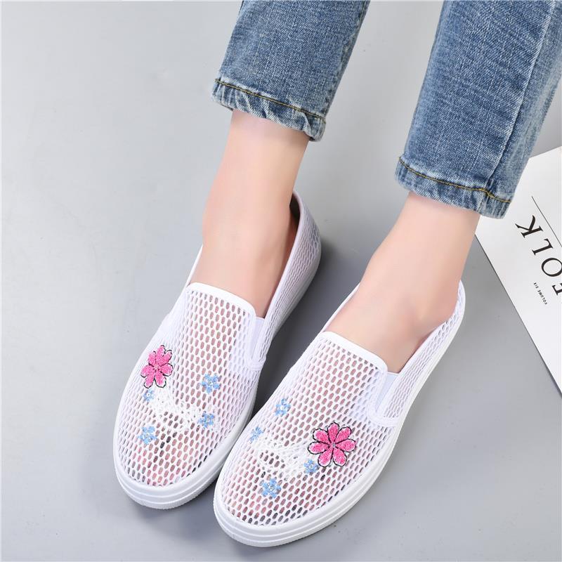 Women's Tennis Shoes Anti Slip Casual Sports White Shoes Shallow Mouth Shoes Flat Shoes Breathable