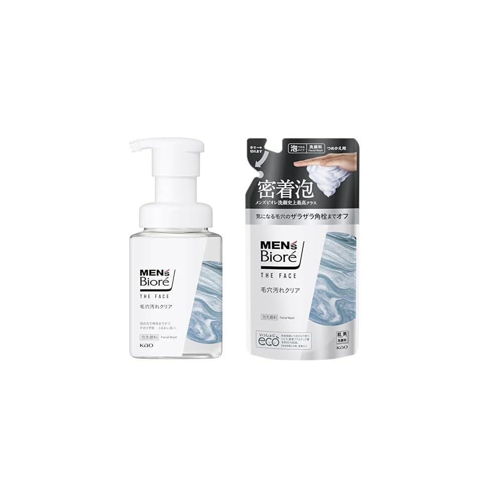Mens Biore Face Pore Cleansing Clear Main Unit + Refill Foam Type Care
