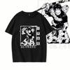 Men's Summer European Size Short Sleeved Anime Print Street Clothing Retro Washed T-shirt Men's Harajuku Pattern Print