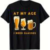 Funny Beer Glasses Graphic Tee For Men Humorous Drinking Humor Cotton Crew Neck T-Shirt