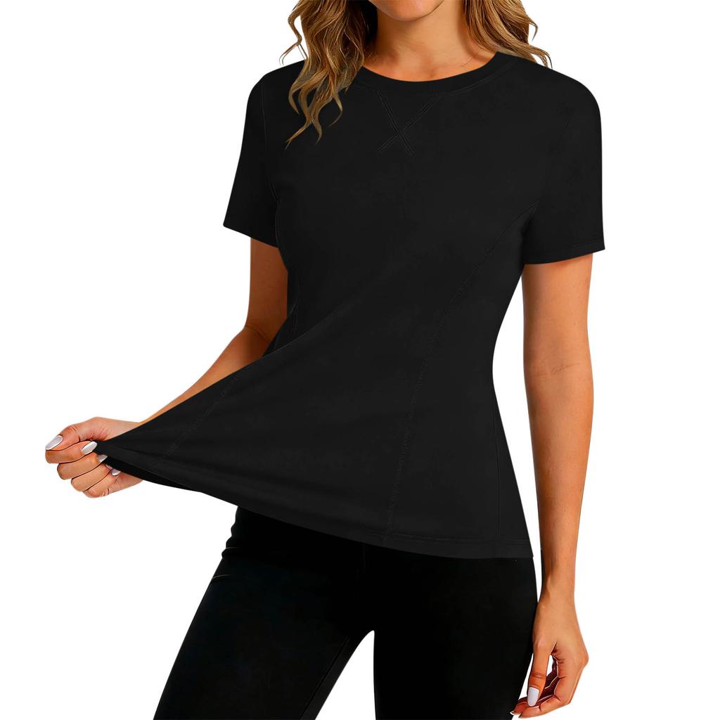 Womens Short Sleeve Athletic Top Moisture Wicking Quick Dry Performance T Shirt Lightweight Stretchy Gym Tee Workout Shirt