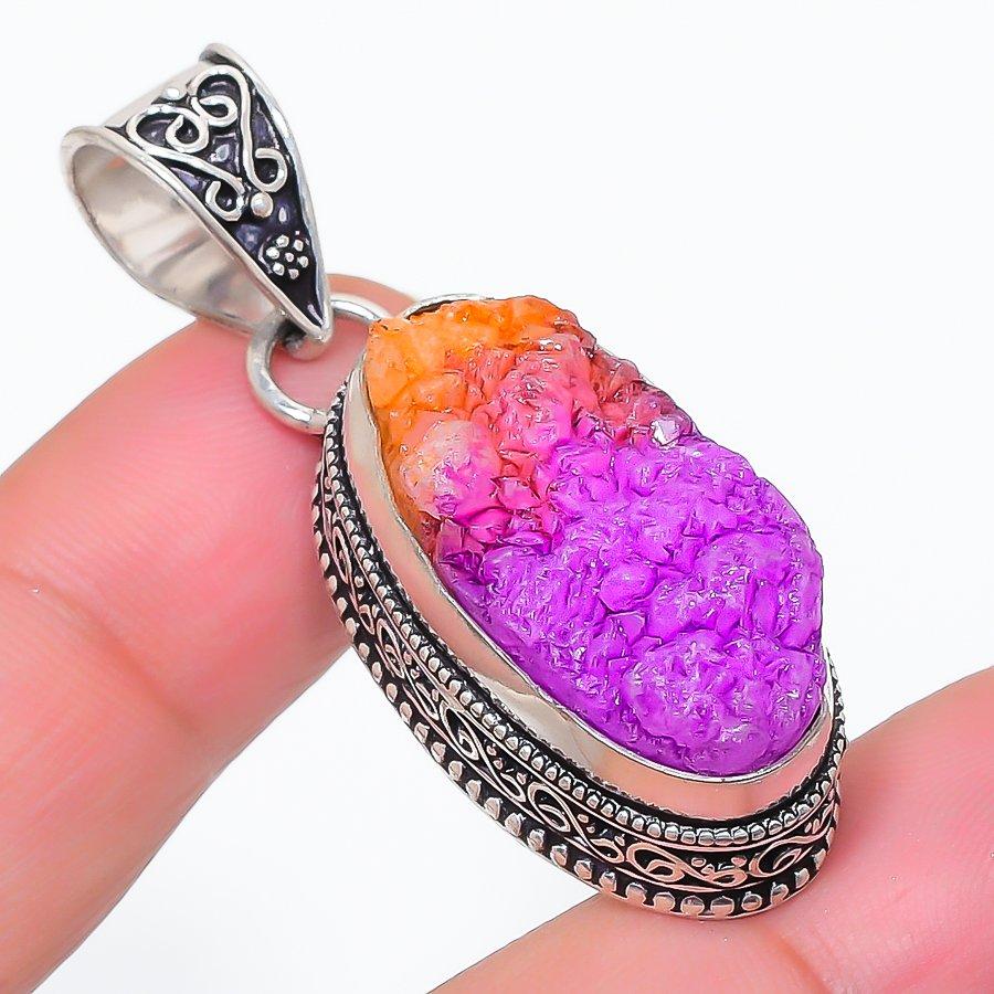 

Natural Hememorphite Druzy 925 Sterling Silver Jewelry Pendant 1.93 P5f10