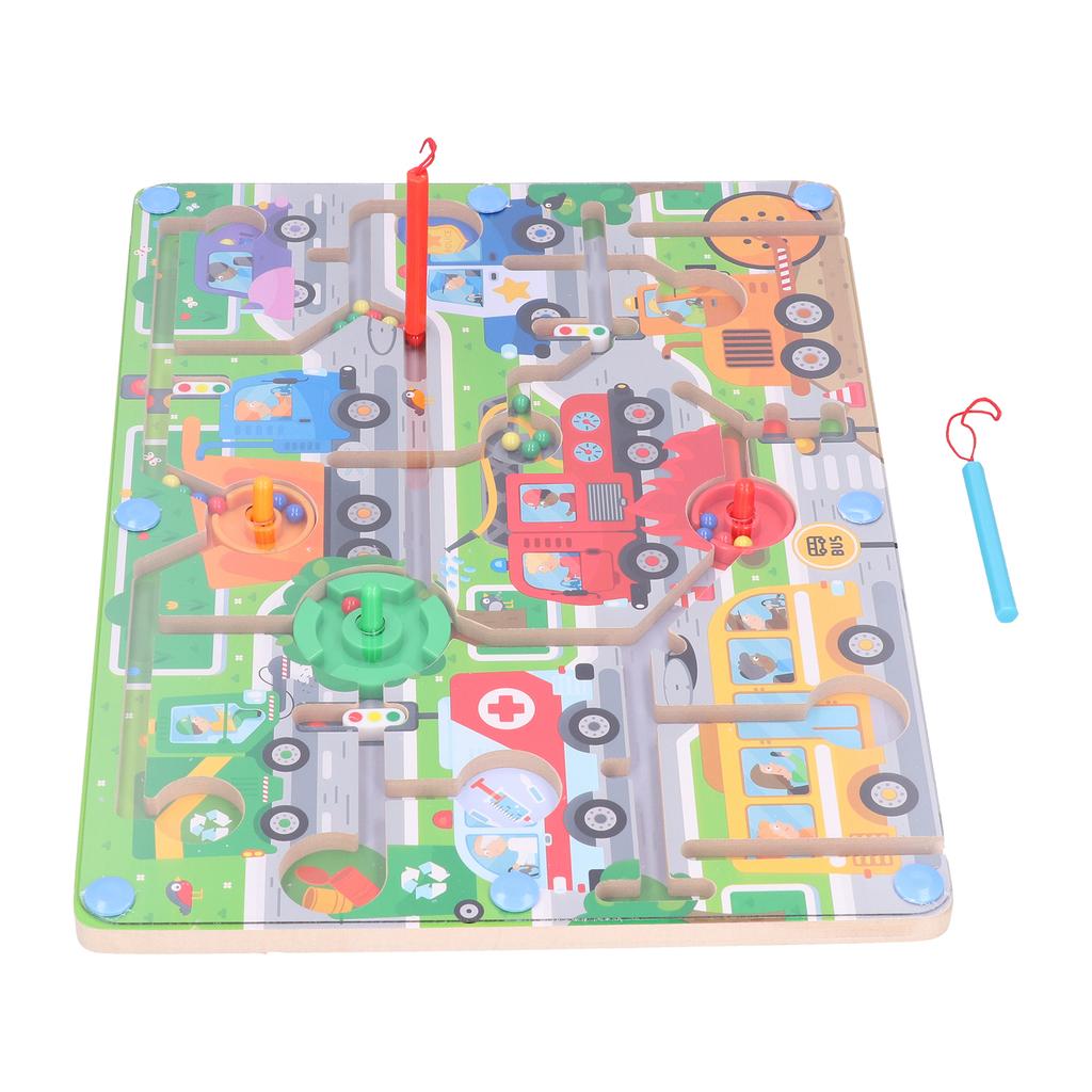 Maze Puzzle Game Cute Pattern Wooden Educational Learning Magnetic Toys for ChildrenTraffic
