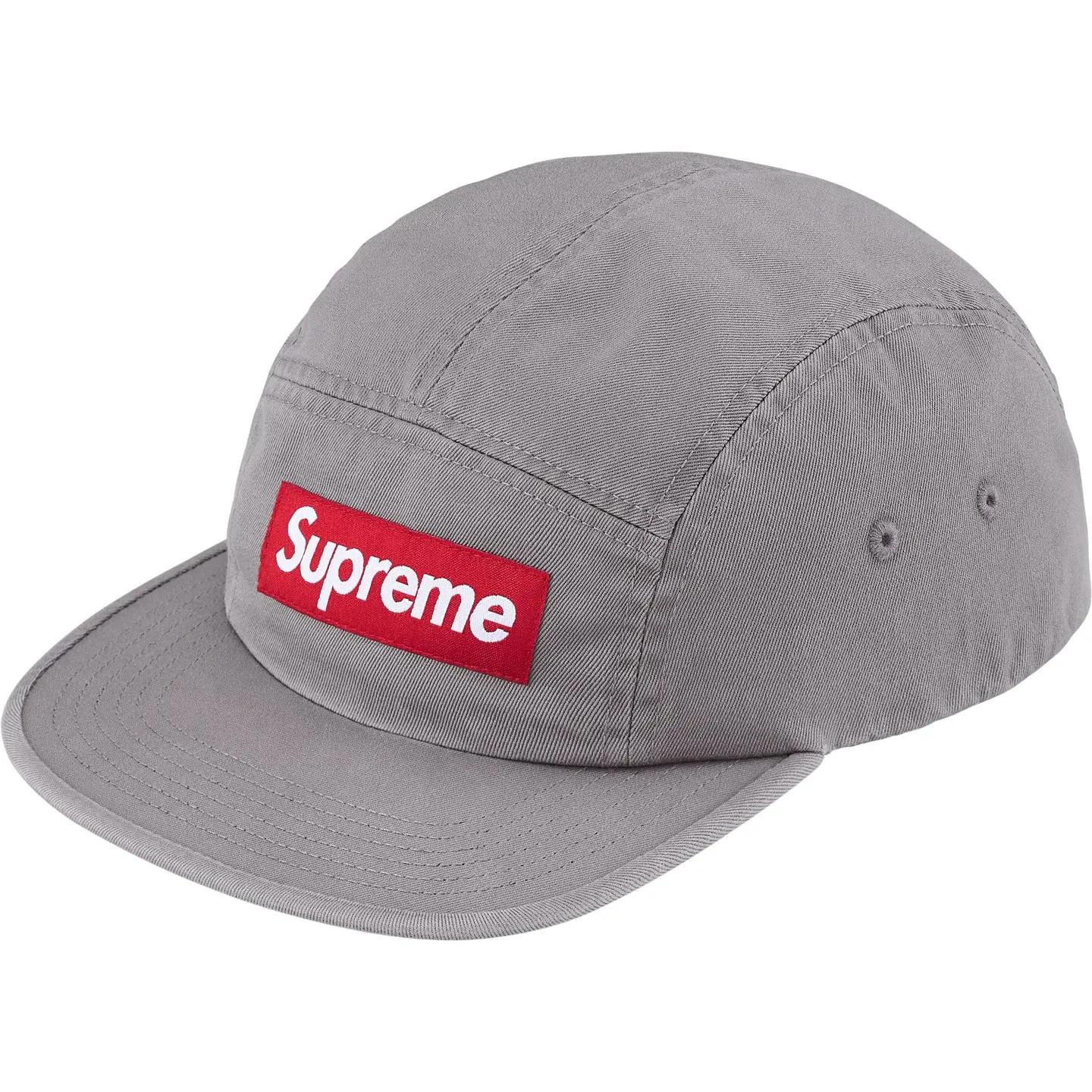 Supreme Washed Chino Twill Camp Cap (26SS) Grey One-Size
