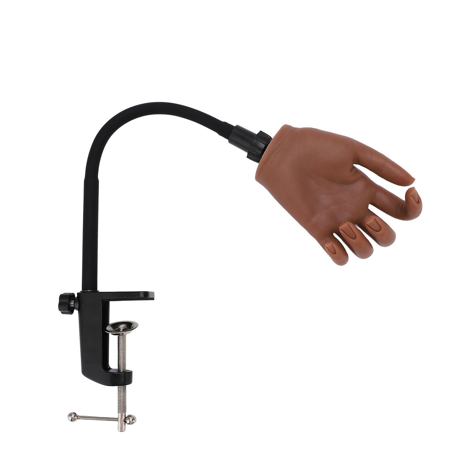 

Рука для практики акриловых ногтей силиконовая гибкая подвижная складная рука-манекен для ногтей с ногтем коричневый