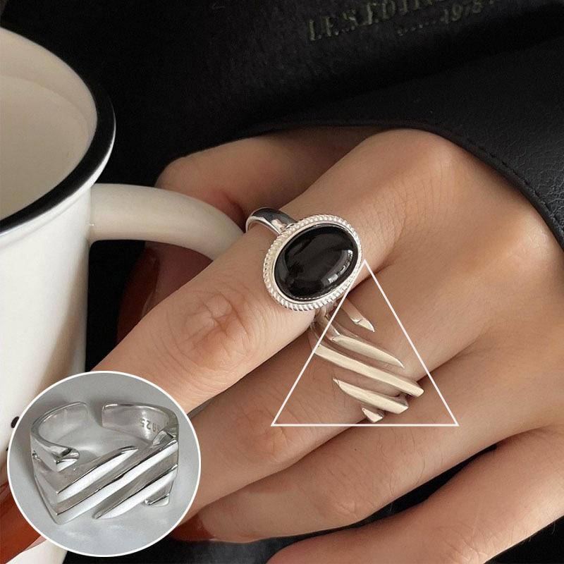 Korean Geometric Grid Ring: Women's Retro Argyle Open Finger Hip Hop Ring