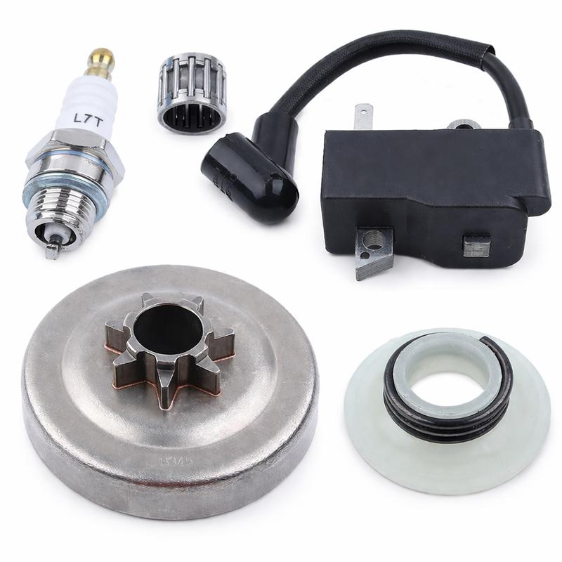 Fits Husqvarna 435 440 440E 445 450 450E Ignition Coil Clutch Drum Kit Spark Plug Worm Gear Needle Bearing 578097901 573935701