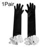 1Pair Long Satin Dress Accessories Decorative Border Elegant Party Festival Gold Velvet Princess Mittens Wedding Matching
