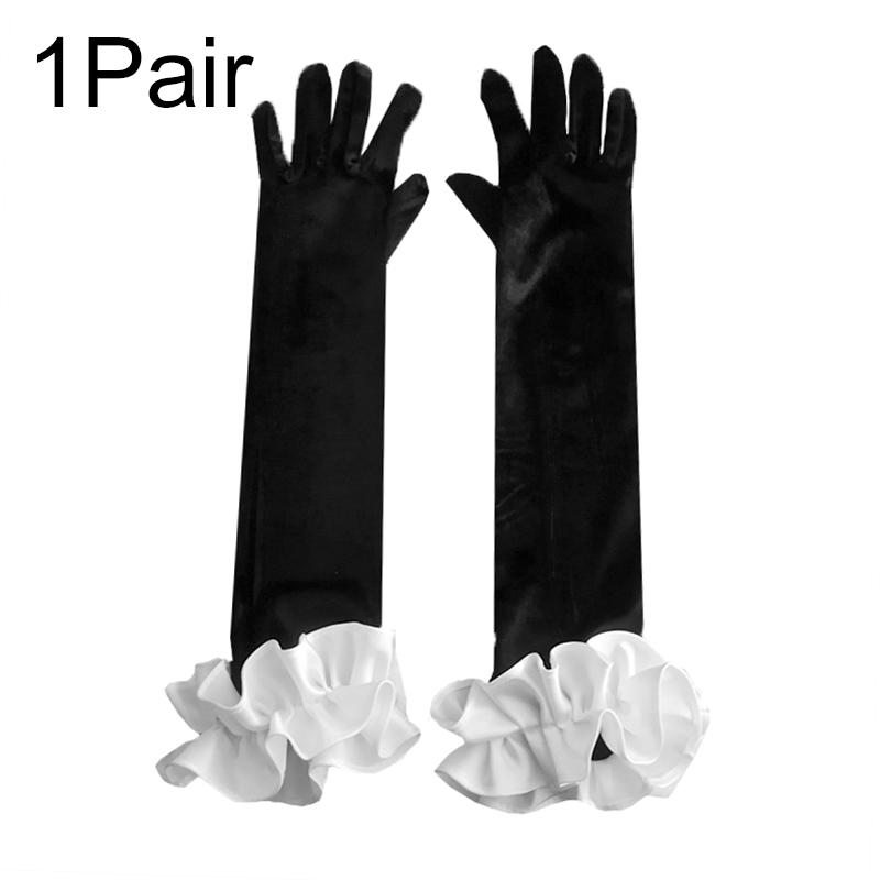 

1 пара свадебных элегантных вечерних праздничных платьев, аксессуары для свадебных перчаток, варежки принцессы с золотой бархатной декоративной каймой