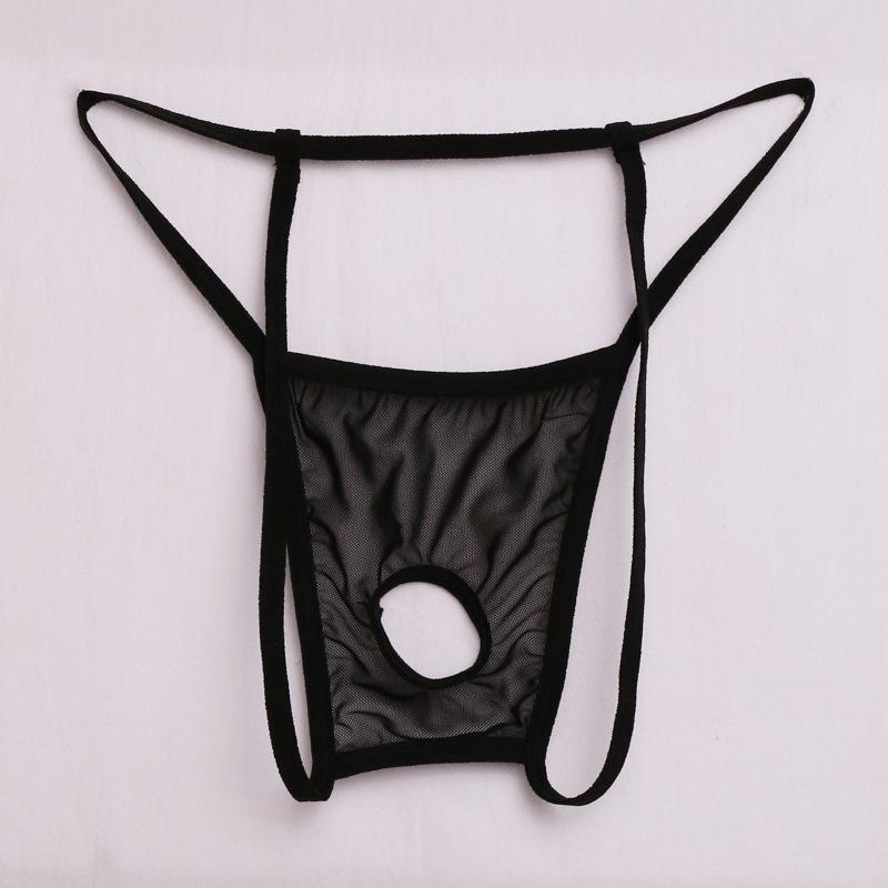 Men's Open Butt Transparent See-Through Thong with Open Crotch
