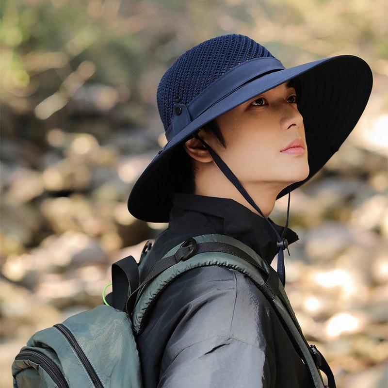 Lato Kapelusz przeciwsłoneczny z dużym rondem Męski Oddychający Czapki wędkarskie Ochrona przed słońcem UV Outdoor Szybkoschnący Składany Kapelusz przeciwsłoneczny Czapka turystyczna plażowa