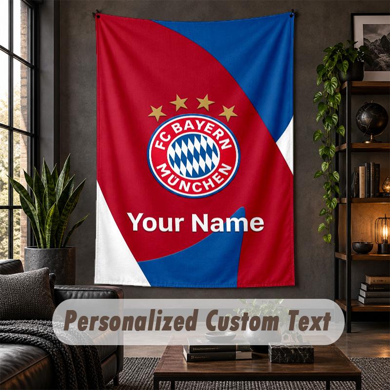Personalized Wall Tapestry,Bayern Munich Custom Text, Soft Fabric Wall Art For Indoor Decoration