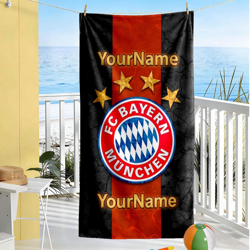 Bayern Munich Customize Your Name Beach Towel Soft Durable Quick-Dry Perfect for Traveling Yoga Camping and Swimming