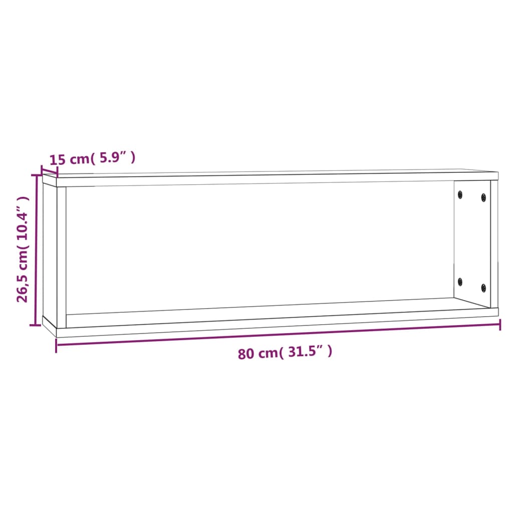 Wall Shelves 2 pcs Grey Sonoma 80 x 15 x 26.5 cm Particleboard