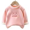 Unisex Fleece-Lined Animal Sweatshirt Base Layer Warm Cozy Children's Outerwear for Autumn Winter Girls Cute Animal Print Tops