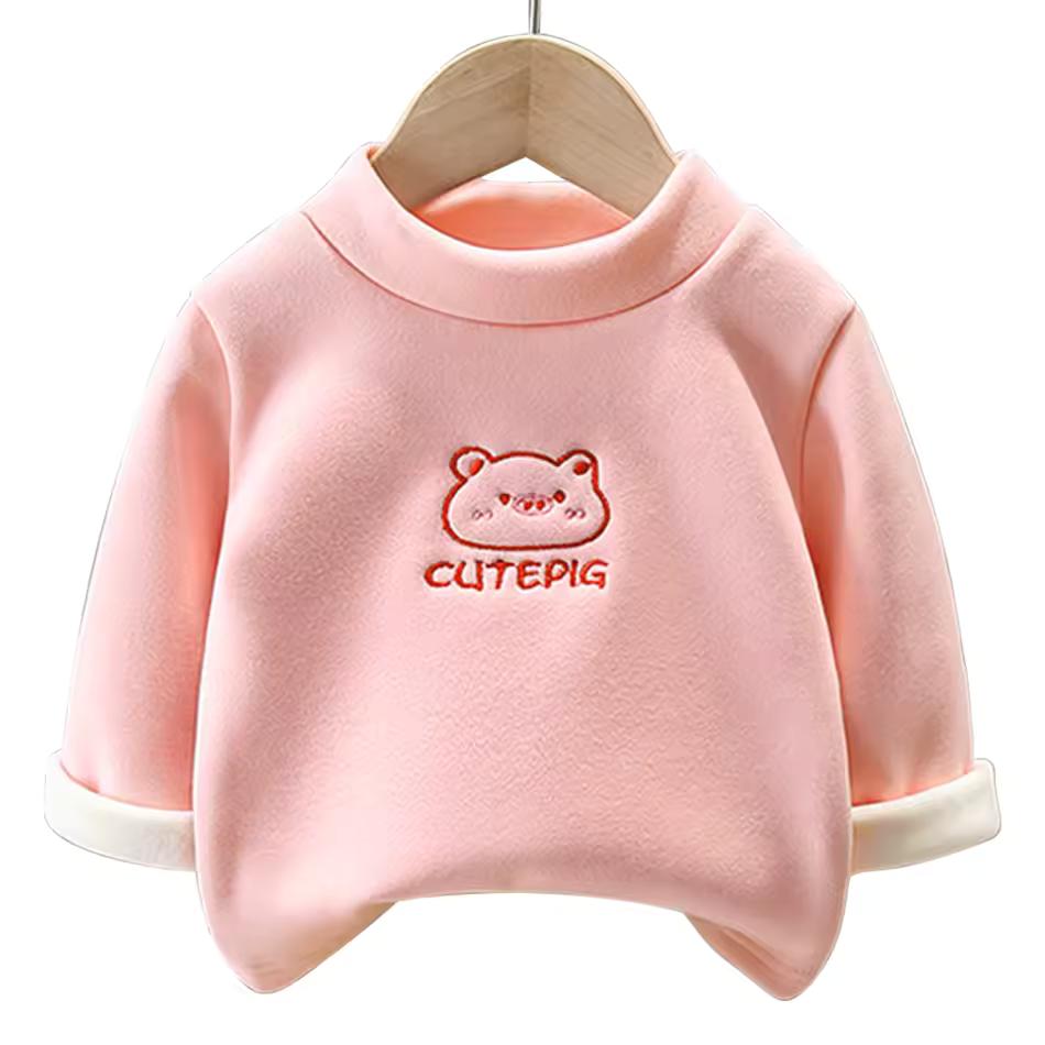 Unisex Fleece-Lined Animal Sweatshirt Base Layer Warm Cozy Children's Outerwear for Autumn Winter Girls Cute Animal Print Tops