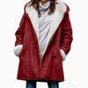 Coats Women Thick Hooded Coat Pockets Single Breasted Full Sleeve Splice Jackets Warm Casual Blend Regular Autumn Winter