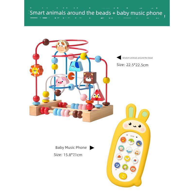 

Infant Enlightenment Toys Baby Caring Fantstic Product Early Education Puzzle Smart animals around the beads + baby music phone