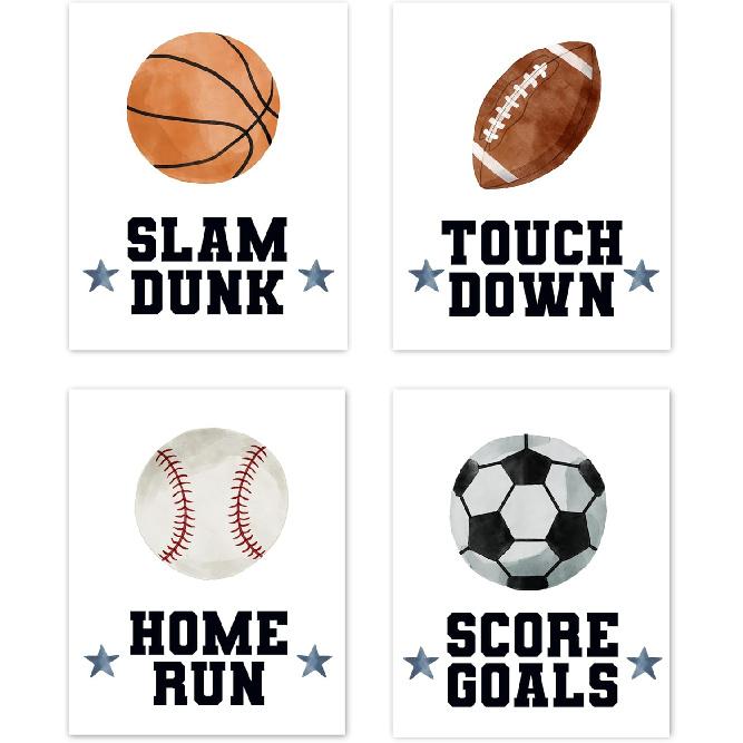 Sweet Jojo Designs Vintage Airplane Wall Art Prints Room Decor for Baby Nursery Kids - Set of 4 - Grey Yellow Orange Red White Blue Airplanes Air