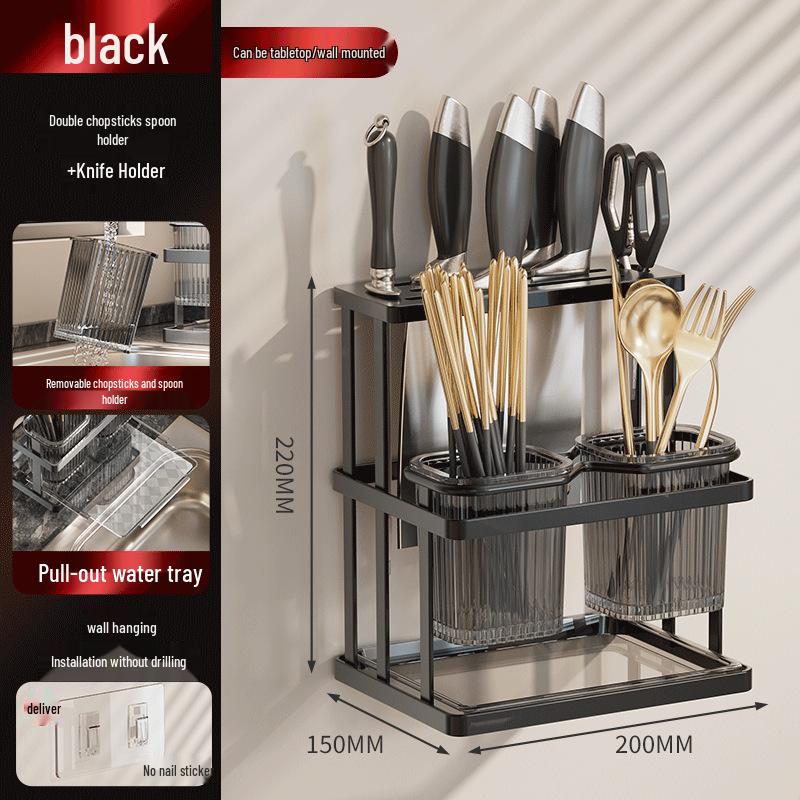 

Многофункциональный держатель для кухонных ножей и палочек для еды с местом для хранения разделочной доски
