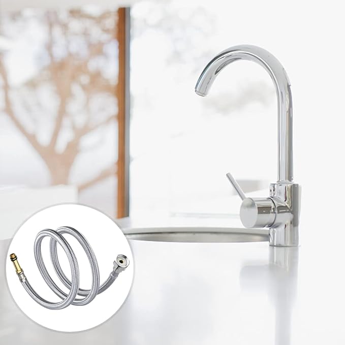 2pcs 1/2'' Stainless Steel Nylon Braided Tube Pipe Hose Silicone Plumbing Thermoresistant Tap Basin Faucet Sink Kitchen Bathroom