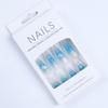 Blue Heart Gradient 3D Wearable Almond Shape Nails