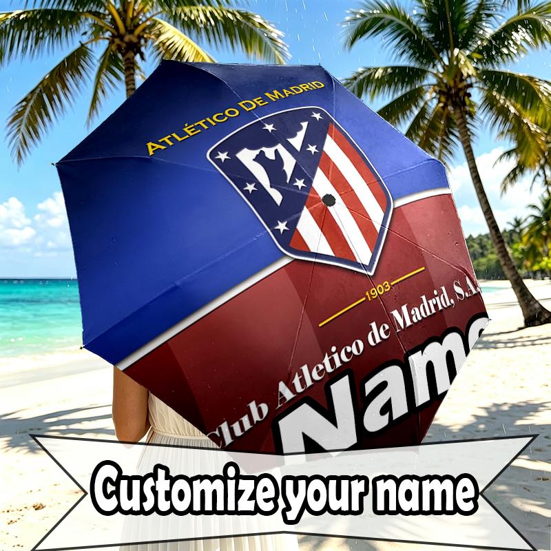 Custom Name Personalized football team Print Umbrella, Auto Open Close, 8‑Rib Sturdy Frame, Commute Camping Hiking Use, Birthday Gift