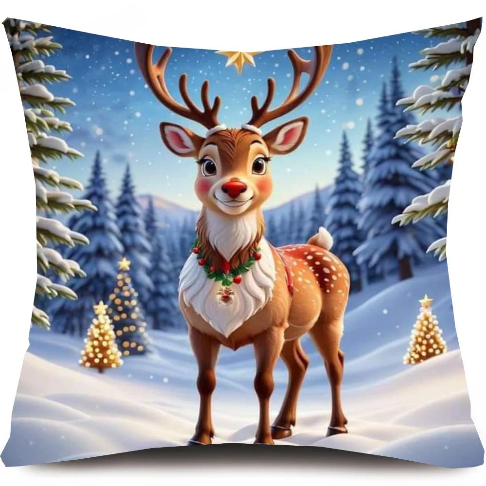 Weihnachts-Hirsch Kissenbezug Kissenbezug Sofakissenbezug Zimmer Heimdekoration