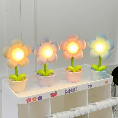 LED Flower Night Light Mini Cute Small Table Lamp Desktop Ornament Bedside Bedroom Ambient Lights Children Toy Kids Holiday Gift