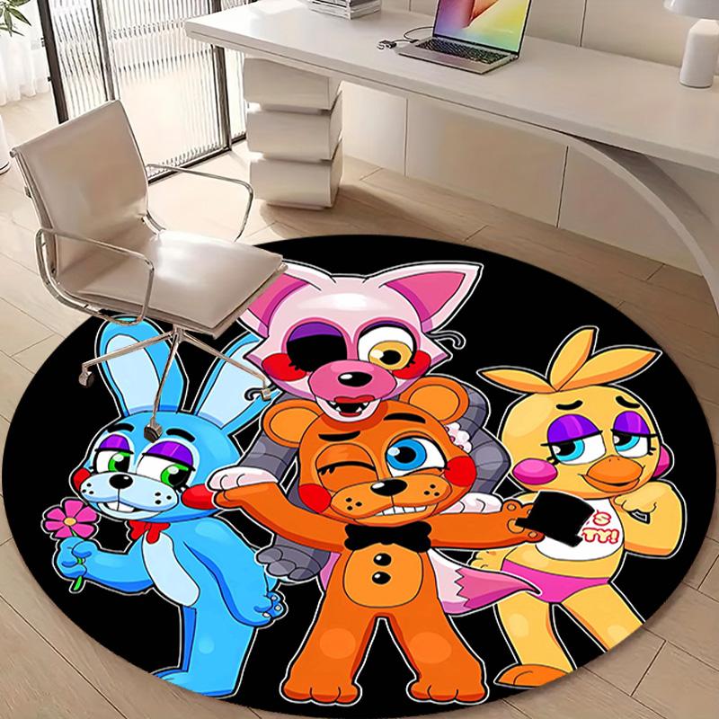 1pc Freddy bear1 Design Printed Area Round Carpet for Bedroom Living Room Home Decor Rugs Mat Non Slip Mat Rug for Bedside