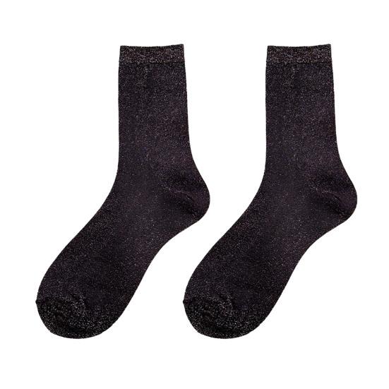 Women's Sheer Glitter Crew Socks Metallic Shimmer Shiny Sparkly Socks Breathable Thin Ankle Socks for Ladies Girls
