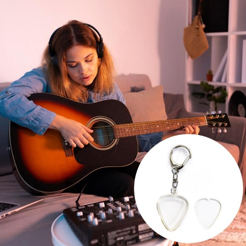 2Pcs Clear Guitar Pick Holder Necklace Keychain Plastic Guitar Pick Storage Case For Musicians And Collectors