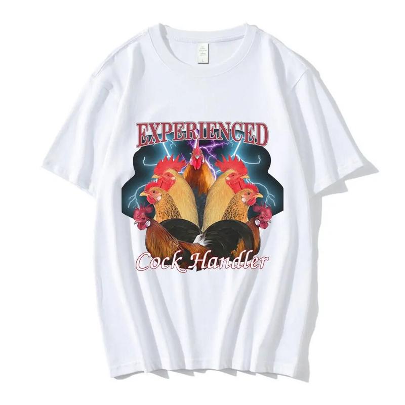 Lustiges Professionelles Hühner- und Hahnen-Grafik-T-Shirt für Hühnerhalter, Unisex, Lässiges Baumwoll-Oversize-T-Shirt, Haruku Streetwear