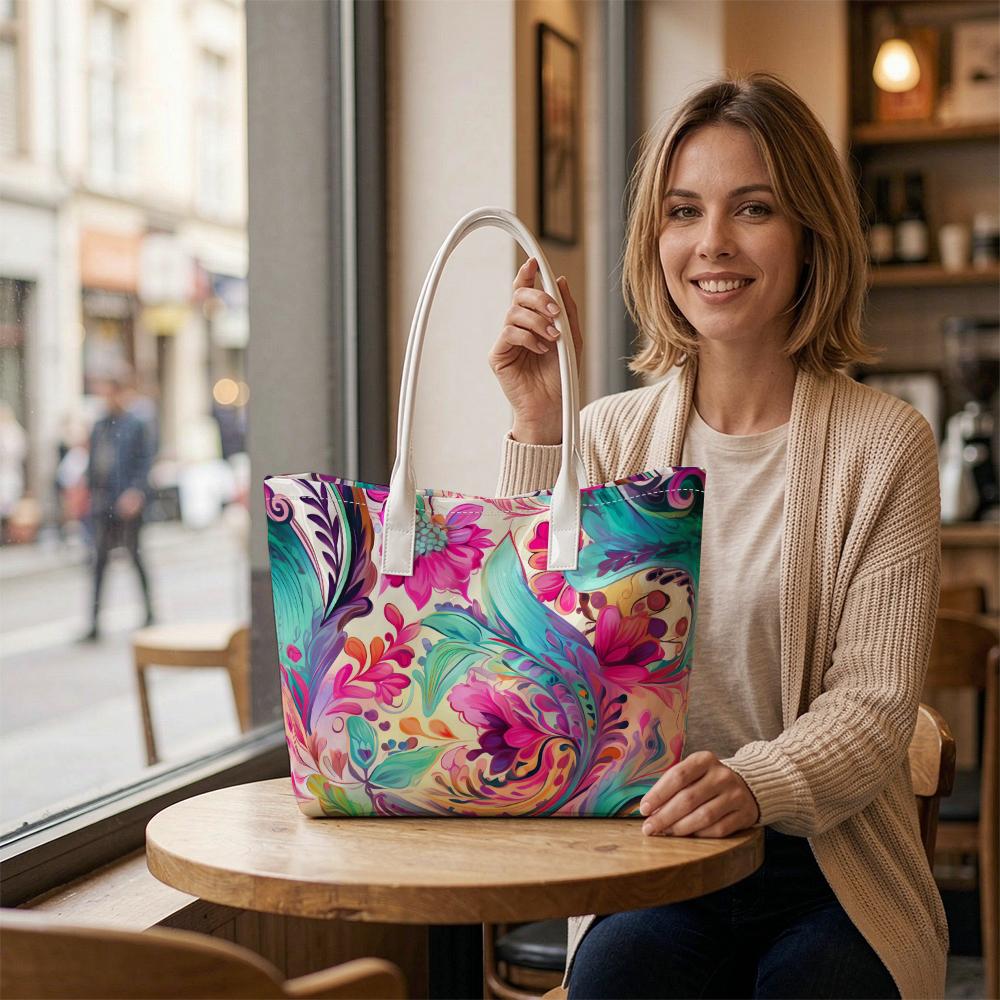 Stylish Floral Printed Tote Bag for Daily Shopping