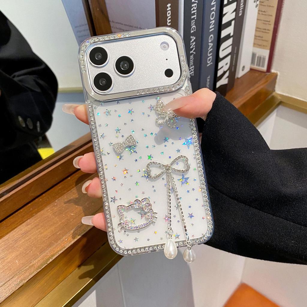 Laser Star Rhinestones for iPhone 17 Pro Max/15 Pro & Cat Ring for iPhone 11
