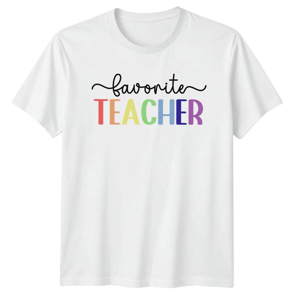 Favorite Teacher Rainbow Text Teacher TShirt S