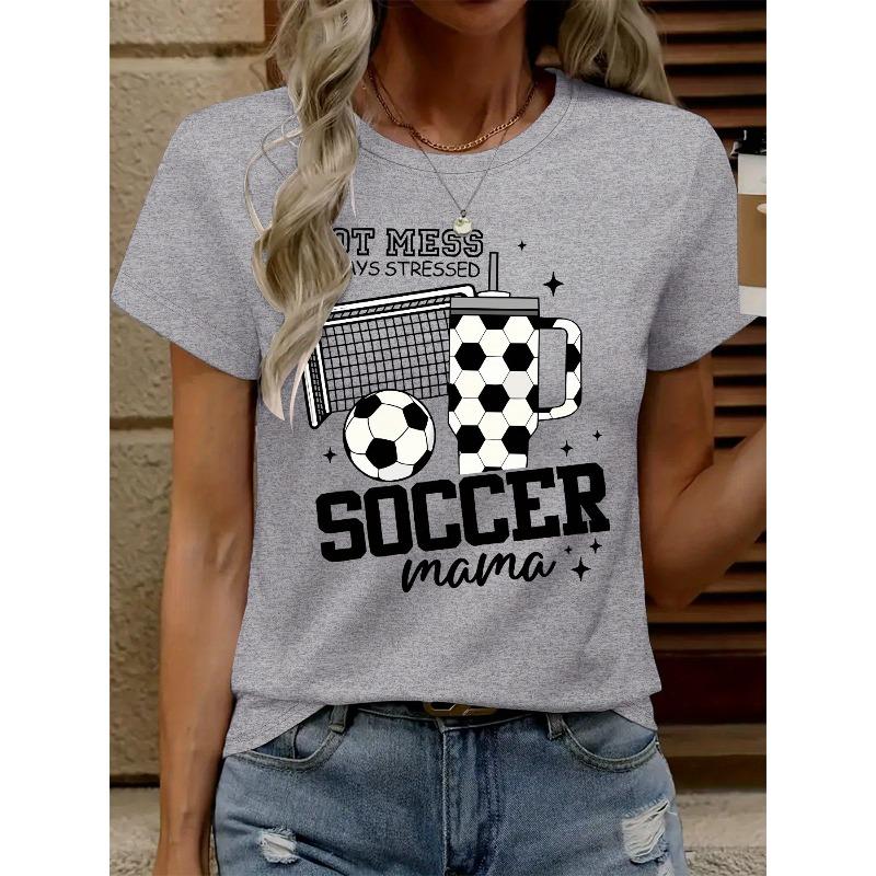 Graphic Print T-shirt, Short Sleeve Crew Neck Casual Top for Summer & Spring, Women's Clothing