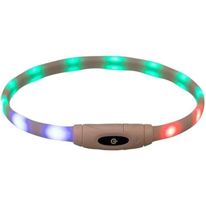 Anneau lumineux - TRIXIE - Multicolore - Recharge USB - Taille XS-XL - Étanche