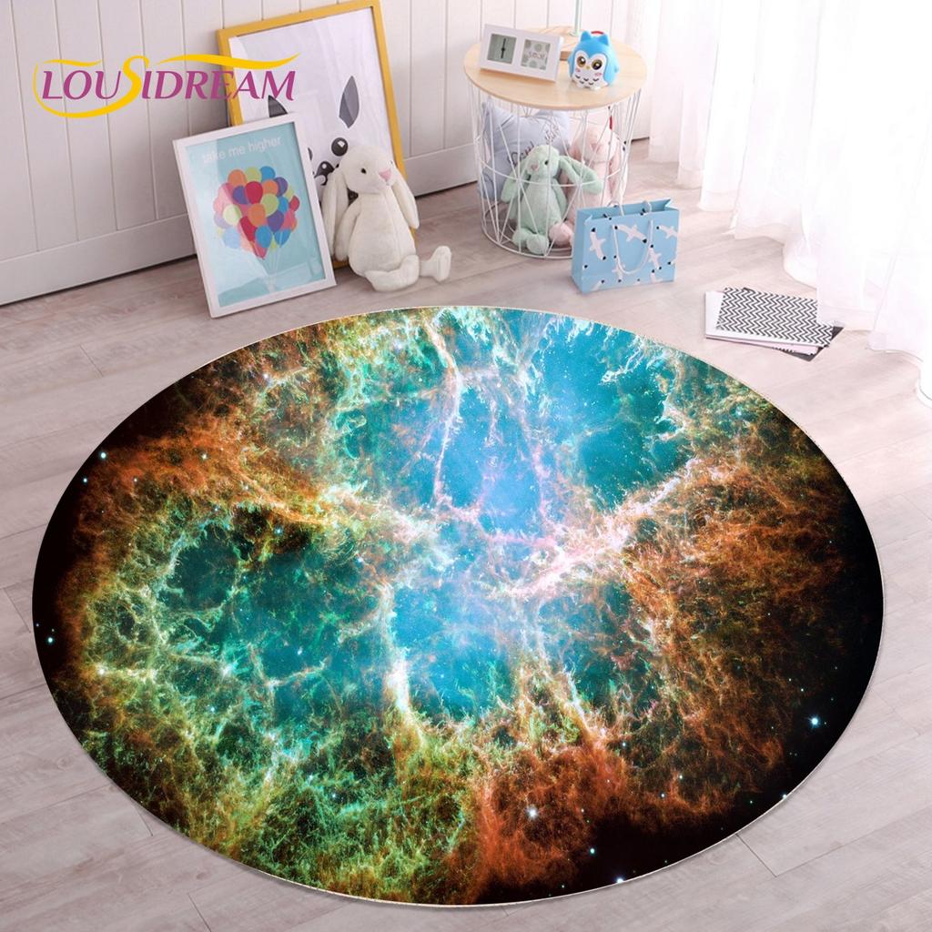 HD Galaxy Universe Space Stars Runder Teppich, Teppich für Wohnzimmer, Kinderzimmer, Sofa, Spielzimmer, Dekoration, rutschfeste Bodenmatte