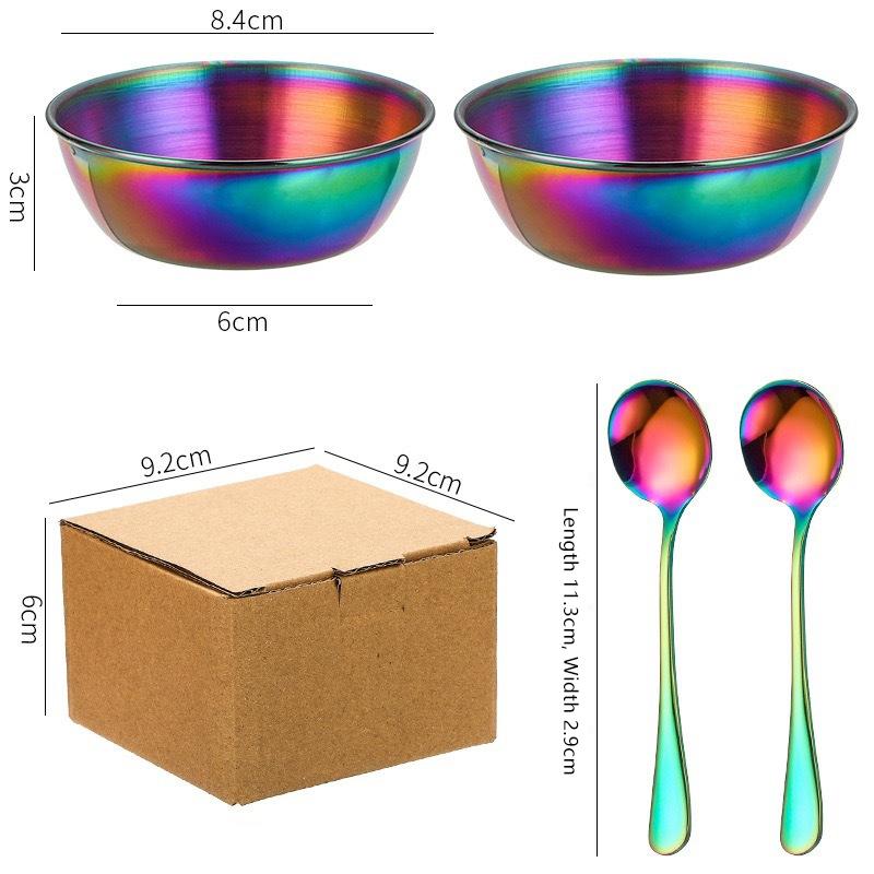 Stainless Steel Sauce Dish Spoon Set Stackable Food Safe Dipping Plate for Kitchen Dinner Party BBQ Sushi Tableware