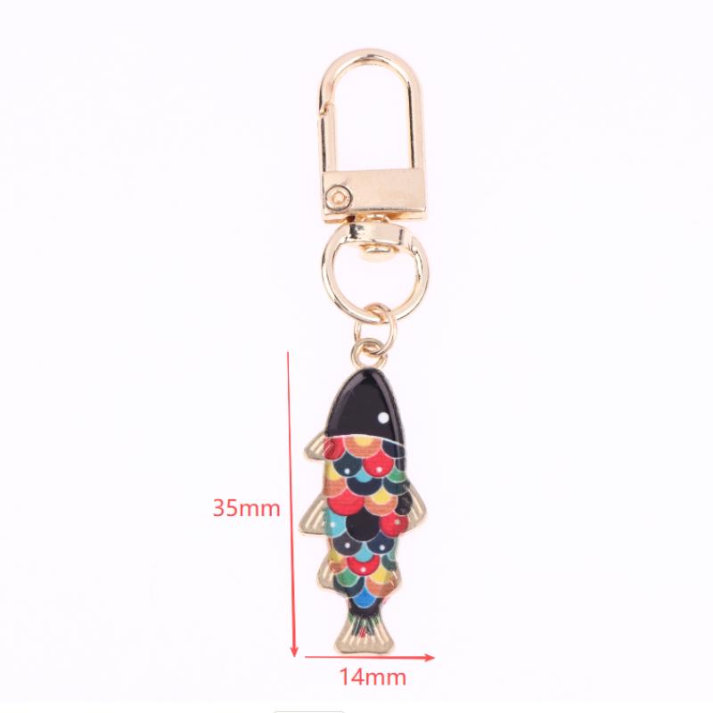 9Pcs Cartoon Fish Keychain Set Cute Alloy Metal Animal Key Rings With Lobster Clasp Multi-Functional Bag Charm Decor Ideal Gift