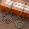 Vintage Trendy Carved Pattern Chain Geometric Pendant Earrings, Women's Personalized Ethnic Style Holiday Accessories