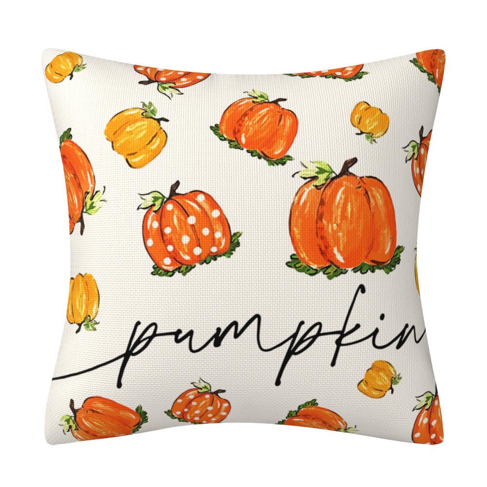 

Чехол на подушку с тыквой, осенний урожай, льняной принт, чехол для диванной подушки, чехол для подушки в спальню 45*45cm