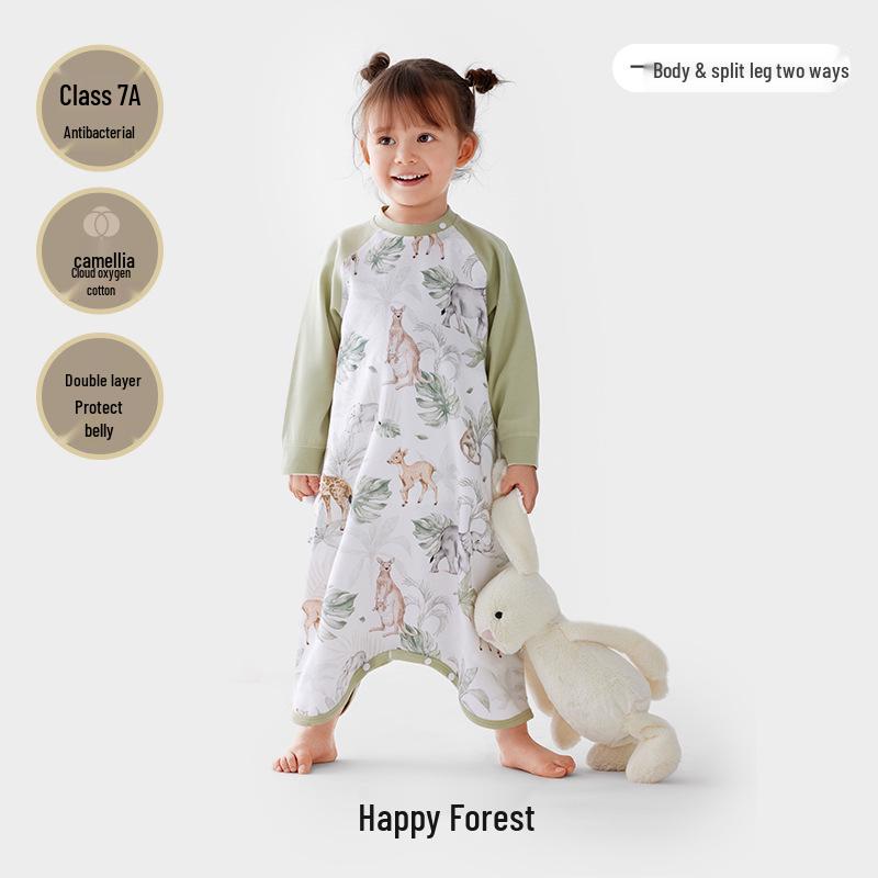 Camellia Constant Temperature Baby Sleeping Bag - Autumn & Winter Quilted Anti-Kick Blanket with Legs for Children