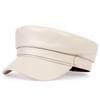 Korean Style PU Leather Sailor Beret - Octagonal Flat Top Women's Trendy Hat for Autumn/Winter