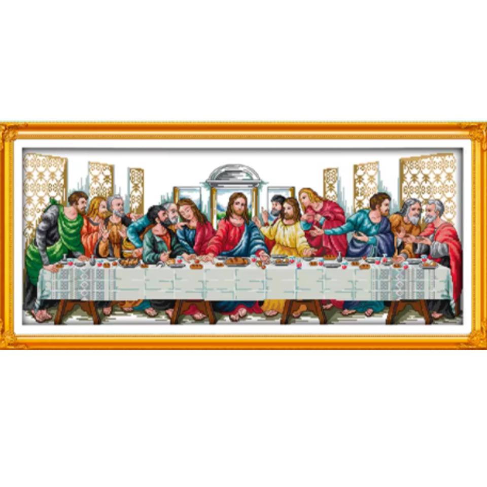 Happy Sunday Last Supper Picture Cross Embroidery Set 5DDIY Diamond Drawing Jesus Christ Embroidery Set Home Decoration 2024
